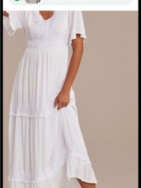 J. Crew White V-Neck Tiered Maxi Dress